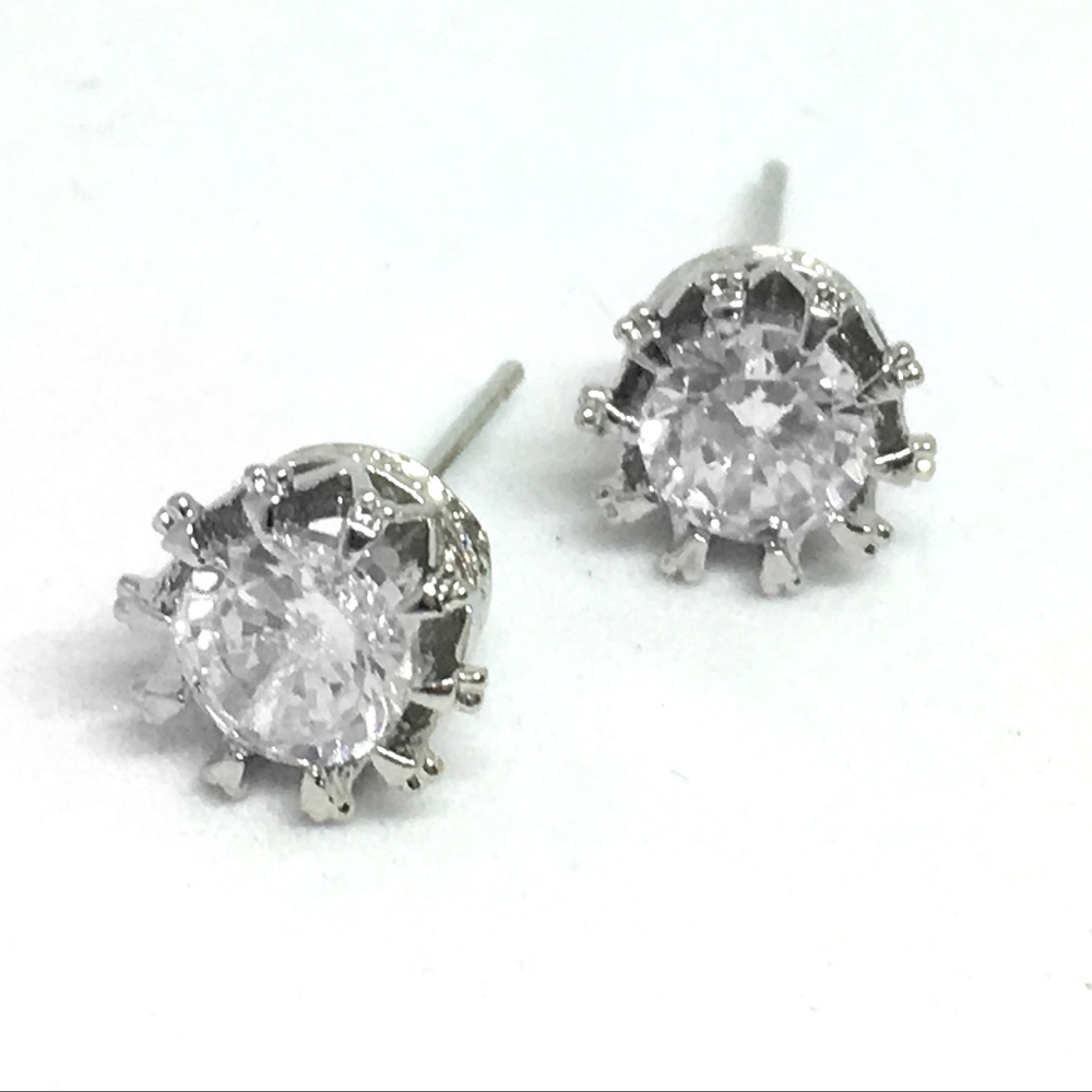 Silver Crown Earrings with Swarovski Elements